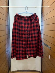 A la sha 紅黑格紋長裙(附髮帶）