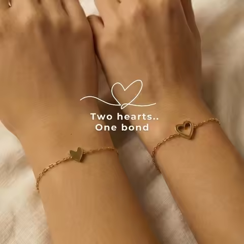 18k gold-plated heart bracelet,Two heart One bond,suitable mother and daughter,lovers,sisters love b