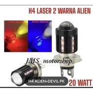 MOTORCYCLE MAIN LED LIGHTS H4 LASER 30 LED ALIEN MODEL H4 LASER LED 2 COLORS HI / LOO 20 WATT | H4 L
