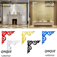 QINJUE 4PCS Mirror Wall Corner Sticker, Room Decor Self Adhesive Mirror Sticker, Simple Acrylic DIY Cabinet Decals Home