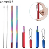 AHMED Reusable Collapsible Straw, Foldable Portable Drinking Straw Set, Sturdy with Case Stainless Steel Retractable Metal Straw Party Supplies