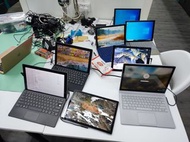 多部Surface Pro 4, Surface Book, 聯想Lenovo MIIX 510 MIIX 520, Acer Switch Alpha 12, 多部高階平板size的手提電腦，好多都