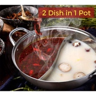 Stainless Steel 2 in 1 Hot Pot Shabu Dual Site Steamboat Pot Steamboat Pot Stainless Steel Pot