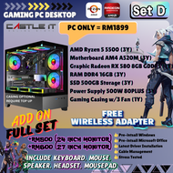 Custom Built Desktop PC Set with Ryzen APU / RX580 / RTX 3050 / RTX 5060 Ti Full Setup Optional