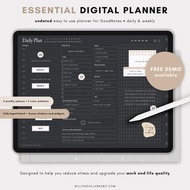 數位 Dark Mode Digital Planner for GoodNotes, Undated Digital Planner for iPad