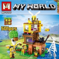 Minecraft Jungle House Bee Hut Beeman Educational Building Blocks Assembling Children's Toys Boys 6 