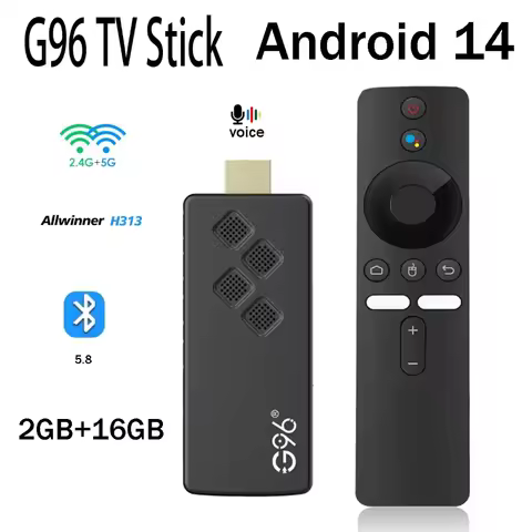 G96 TV Stick Allwinner H313 2GB 16GB 4K HD Android 14.0 BT 5.8 voice remote Dual WiFi 4G 5G Smart TV