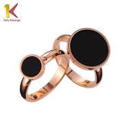 Satu Keluarga Cincin Titanium Bulat Warna Hitam K85 Cincin Premium Anti Karat Womens Accessories Jewelry Couple Ring