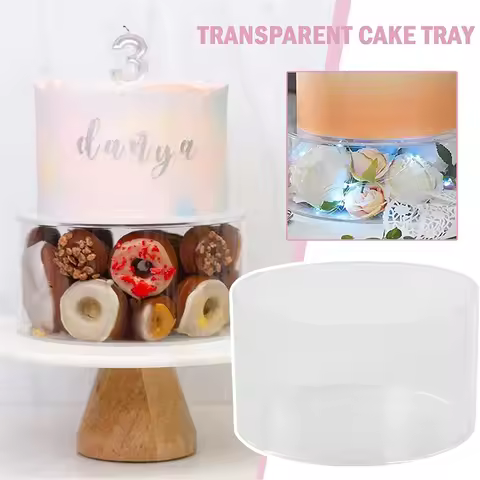 Transparent Round Acrylic Cake Display Board Cake Edge Smoother Scraper Cake Tray DIY Round Decorati