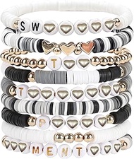 FUNTE 9PCS Black Friendship Bracelets 9pcs Black Gray Friendship Bracelets 2024 Singer New Album Nam