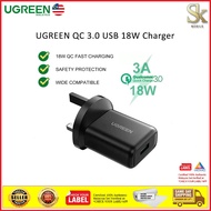 UGREEN QC 3.0 USB 18W Charger | Qualcomm Certified USB Wall Charger UK Plug | Original UGREEN Malays
