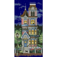 High Quality Counted Cross Stitch Kit Victorian Charm House Starry Night Star DIM 13666 Navy Blue Canvas