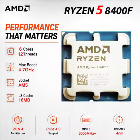 Ryzen 5 8400F New CPU AMD Processor R5 8400F 6 Cores 12 Threads 4.2GHz Desktop computer processor wi