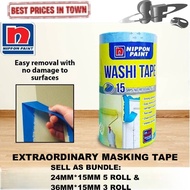 24MM / 36MM X 15 METER NIPPON WASHI TAPE, EXTRAORDINARY MASKING TAPE / GRAFFITI TAPE, SELL IN BUNDLE