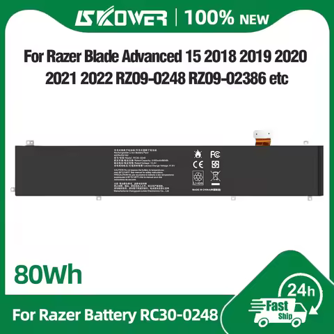 SKOWER 80Wh RC30-0248 Battery for Razer Blade 15 Advanced 2018 2019 2020 2021 RTX RZ09-02385 RZ09-02
