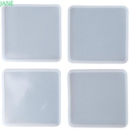 JANRY 4pcs coaster molds for epoxy resin, 11*11cm Silicone Square Coaster Molds, Coaster white silic