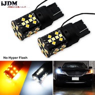 iJDM No Hyper Flash 7440 LED Canbus 21W W21W T20 Switchback White/Amber LED Bulbs For Daytime Runnin