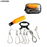 LEMONTRE Fishing Stringer, Orange Stainless Steel Fish Stringer, Portable with 5 Buckle Snaps 5m Len