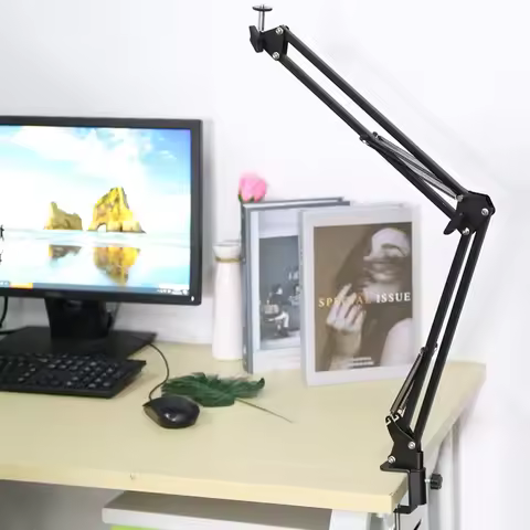 C-Convenient-Adjustable Desktop Clamp Suspension Boom Scissor Mount Stand Holder For Logitech Webcam