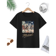 Vintage King of Pop MJ Dance T-Shirt Boy Girl Graphic T-Shirt Fan Clothes for Unisex Kids