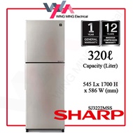 Sharp 320L Folio Refrigerator 2 Door/Peti Ais 2 Pintu Inverter (SJ3222MSS) Peti Sejuk/Fridge/冰箱