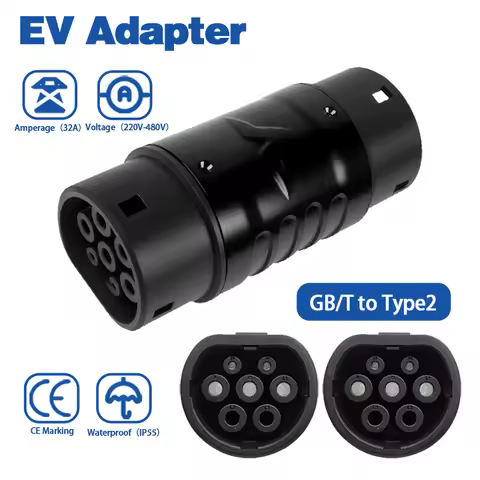 Portable GBT To Type2 EV Charger Adapter 32A 480V 3-Phase Home Charging Connect Charger Electric Car