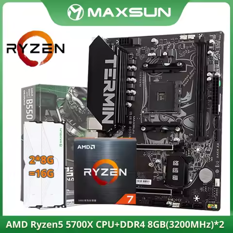 MAXSUN AMD B550M with Ryzen 7 5700X CPU Memory DDR4 16GB (8GB*2) 3200MHz Motherboard Kit Desktop Com