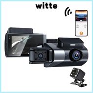 WITTE Vehicle Recorder, Loop Recording 3 Lens Car DVR,  APP Control HD Night Vision Car Dashcam Driv