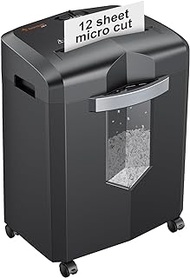 Bonsaii 12-Sheet Micro Cut Shredders for Home Office, 60 Minute P-4 Security Level Paper Shredder for CD, Credit Card, Mails, Staple, Clip, with Jam-Proof System &amp; 4.2 Gal Pullout Bin C266-B