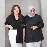 KEMEJA ATRACTIV Jumbo Black Shirt 4XL 5XL LD135 Women's Bigsize Black Shirt Women's Jumbo Black Shir
