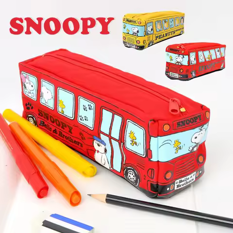Snoopy Pencil Case Bus Styling Cartoon Dog Student Stationery Bag Anim Large Capacity Canvas Pen Pou