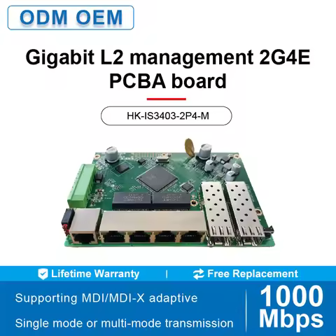 4-Ports Gigabit Industrial L2 Managed Switch PCBA 2 Gigabit SFP port + 4 Gigabit RJ45 ports