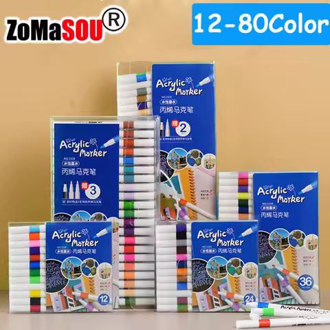 12-60 Top Colors Acrylic Paint Marker Pen Graffiti for Card Ceramic Stone Mug Glass Fabric Clothes S