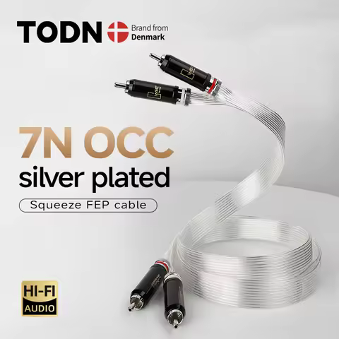 TODN 1 pair 2RCA to 2RCA Audio Cable Hi-End 7N OCC Silver Plated 2RCA HIFI Audio Cables With WBT RCA