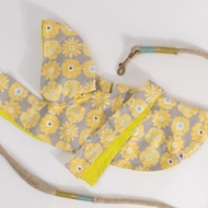 【可訂製】粉黃大花+黃色防水布,毛孩斗蓬雨衣,雙面可穿