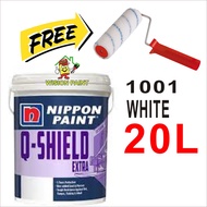 ( PROMOSI ) 20L NIPPON  PAINT Q-SHIELD EXTRA 1001 WHITE ( FREE 7" ROLLER SET )