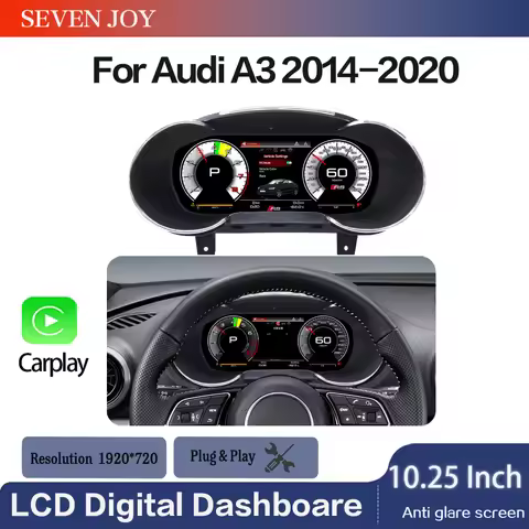 10.25-inch HD screen for Audi A3 2014-2020 speedometer, dashboard, plug and play, HD LCD digital ins