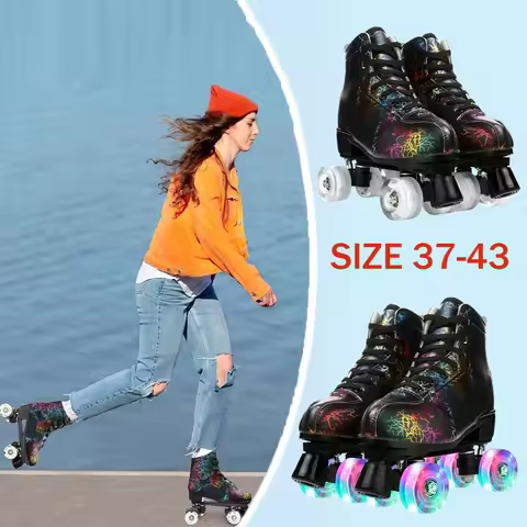 Unisex Roller Skates PU Leather Roller Skates Skating Shoes Zebra Printed Roller Skates Quad Skates 