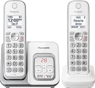 Panasonic DECT 6.0 Expandable Cordless Phone with Answering Machine and Smart Call Block - 2 Cordless Handsets - KX-TGD532W (White/Silver)