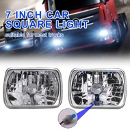 7" Inch 6x7 Car Square Headlight 6052 Glass Clear Lens Diamond Cut White Lamp For H4/P43 Bulb OBD2 C