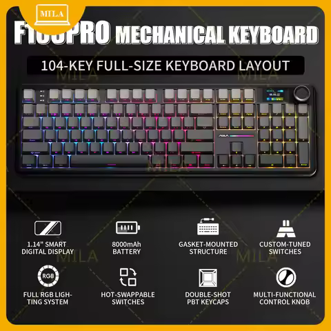 For AULA F108 PRO/F108 Mechanical Keyboard Custom 100% Layout RGB Backlight Wireless Bluetooth Hifi 