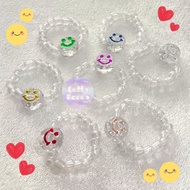 ! Transparent Smiley Face Bead Ring Hologram Color Available In Many Colors Free Size 6 Cm.