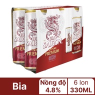 6 lon bia Sài Gòn Export Premium 330ml