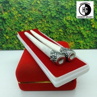 pipa once tulang kerbau warna putih ring perak super D417