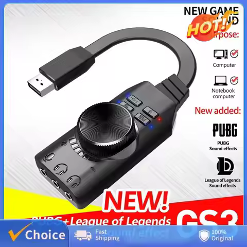 Speaker Headset Audio Jack Cable Adapter Mute Switch GS3 7.1 Channel Sound Card Converter External U