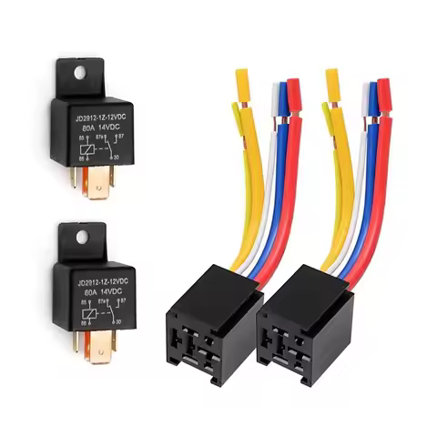 DTC3 Car Relay with Harness, 5Pin 80A Relay On/Off Normally Open SPDT Relay Socket Plug JD2912-1Z-12
