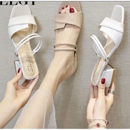 Tofu Cinderella Heels Glass Tofu Heels Pointed HeelWanita Small Flip Flops Women's Heels Tofu Heels 