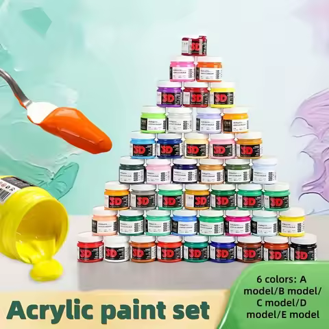 6-color acrylic paint set, 3.38 fluid ounces (100ML) in a jar, non-toxic and fade-resistant, suitabl
