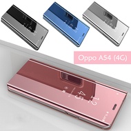 Oppo A54 4G Delight Mirror Flip Stand Pouch Leather Case Casing Mobile Cover