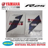 YAMAHA FAIRING, WING STICKER (SET) R25 biru 2018 1WD-F8393-E0 & 1WD-F8394-E0